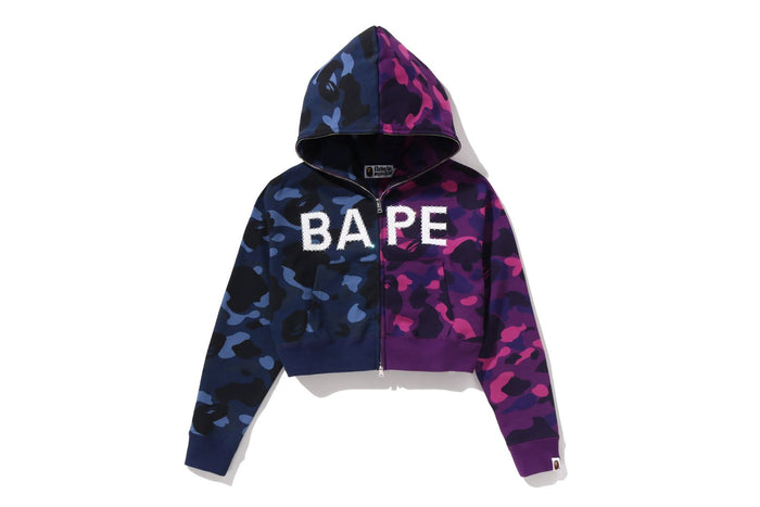 CRYSTAL LOGO COLOR CAMO HALF FULL ZIP HOODIE LADIES