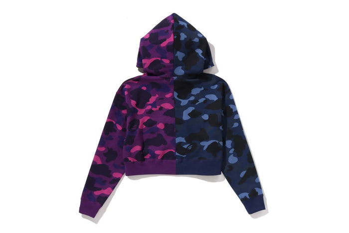 CRYSTAL LOGO COLOR CAMO HALF FULL ZIP HOODIE LADIES