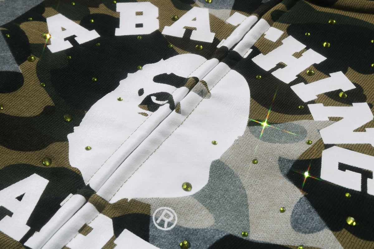 STA OVER PRINT 1ST CAMO CRYSTAL STONE COLLEGE FULL ZIP HOODIE LADIES