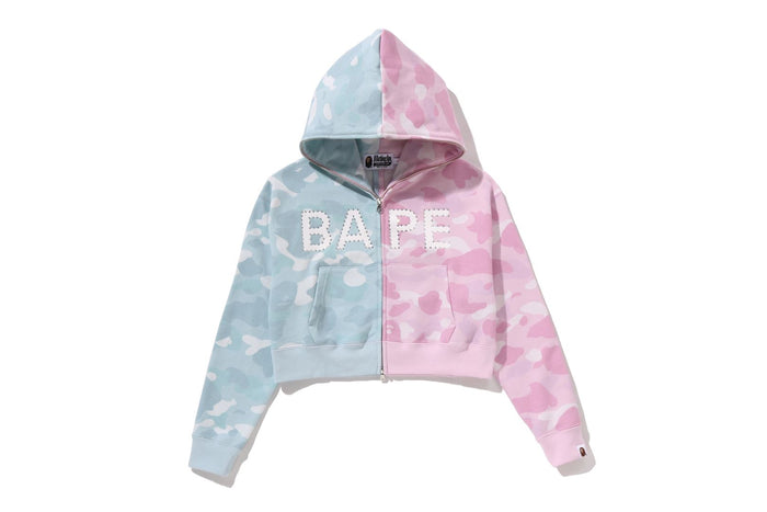 CRYSTAL LOGO PASTEL COLOR CAMO HALF FULL ZIP HOODIE LADIES