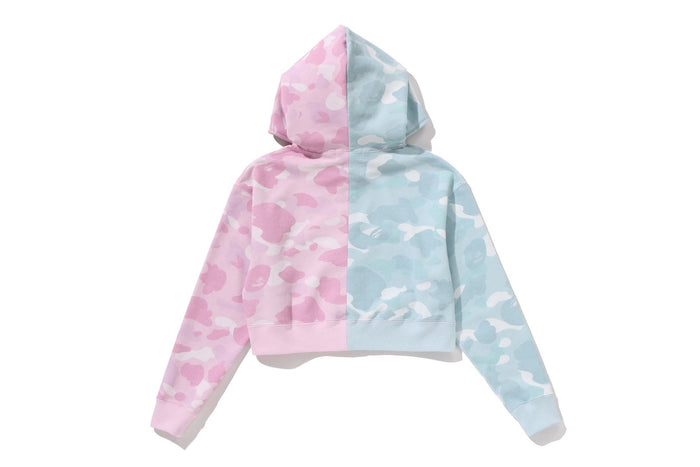 CRYSTAL LOGO PASTEL COLOR CAMO HALF FULL ZIP HOODIE LADIES