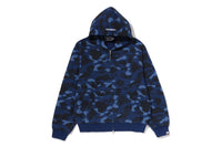 COLOR CAMO HEAVY WASHED CROPPED FIT ZIP HOODIE