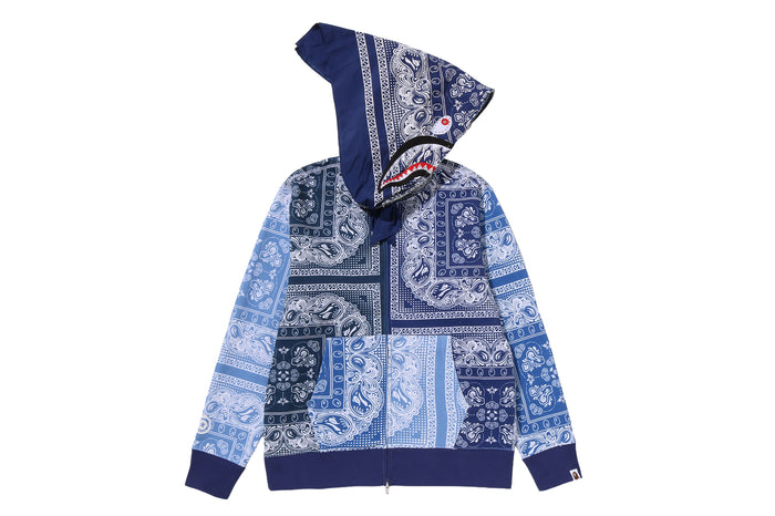 PAISLEY PATTERN SHARK FULL ZIP HOODIE