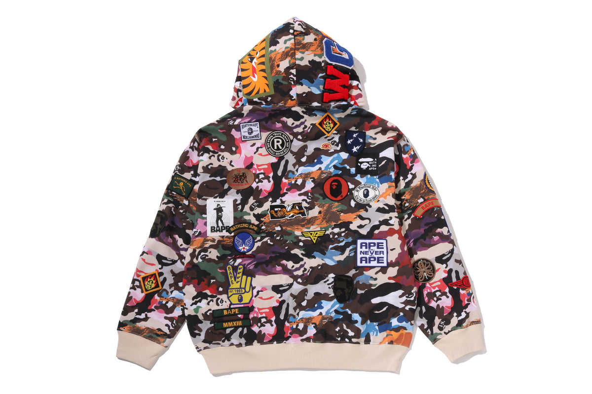 HYBRID CAMO MULTI BADGE SHARK RELAXED FIT FULL ZIP HOODIE