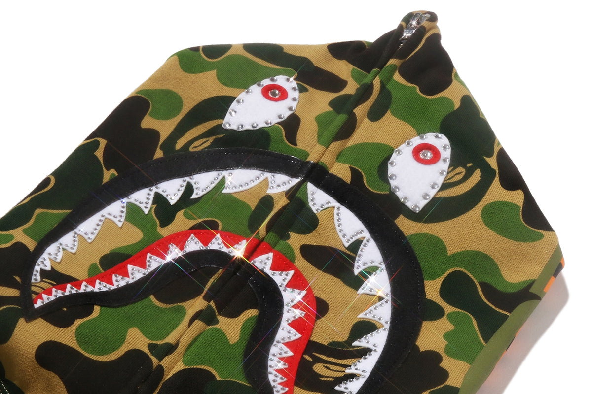 ABC CAMO CRYSTAL STONE SHARK FULL ZIP HOODIE LADIES