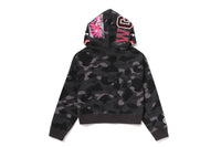 COLOR CAMO FUR SHARK CROPPED ZIP HOODIE