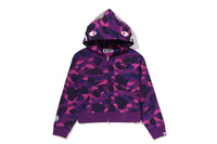 COLOR CAMO FUR SHARK CROPPED ZIP HOODIE