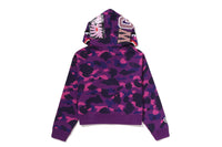 COLOR CAMO FUR SHARK CROPPED ZIP HOODIE