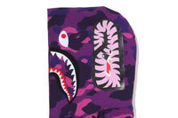 COLOR CAMO FUR SHARK CROPPED ZIP HOODIE