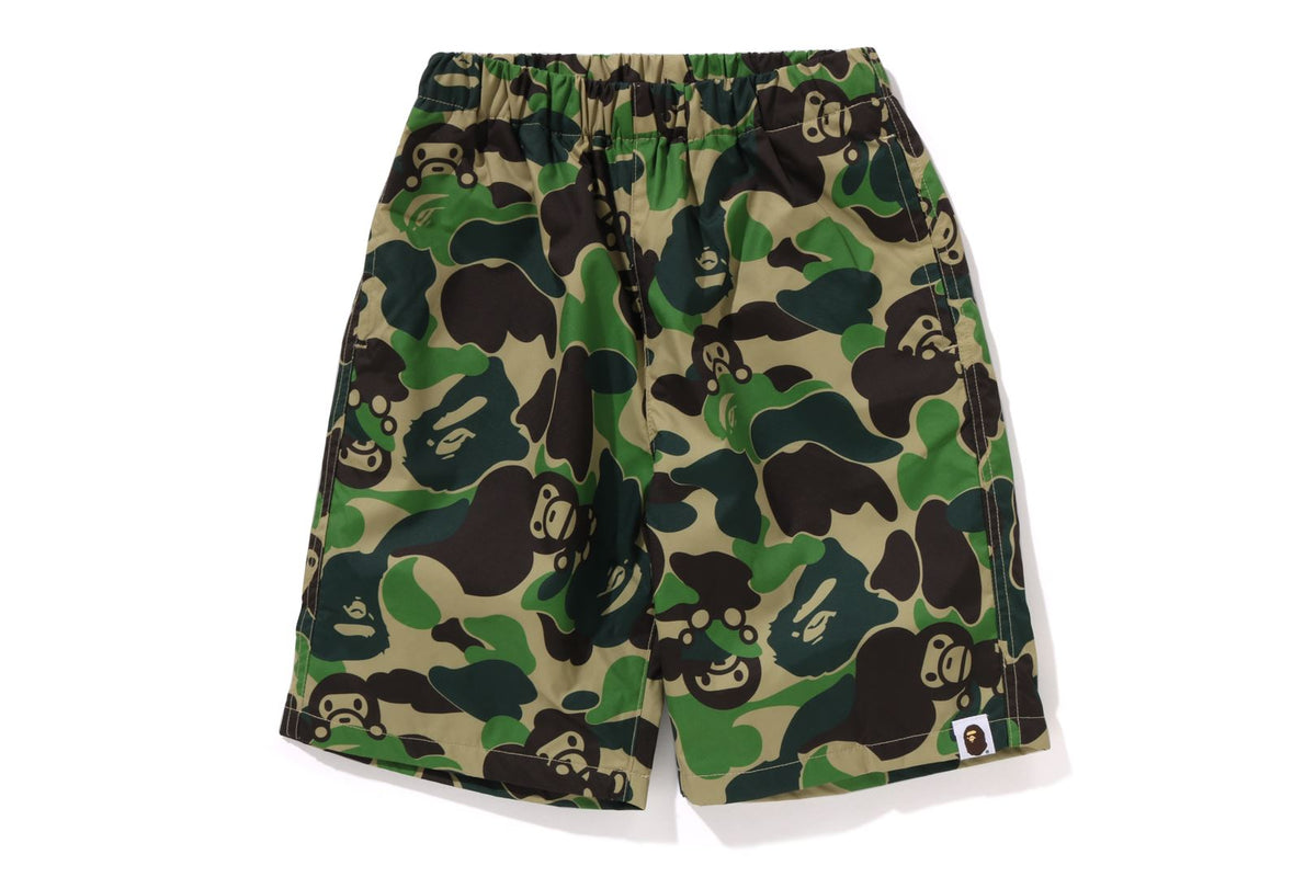 A BATHING APE® Kids Abc Camo Milo Beach Shorts Bape official