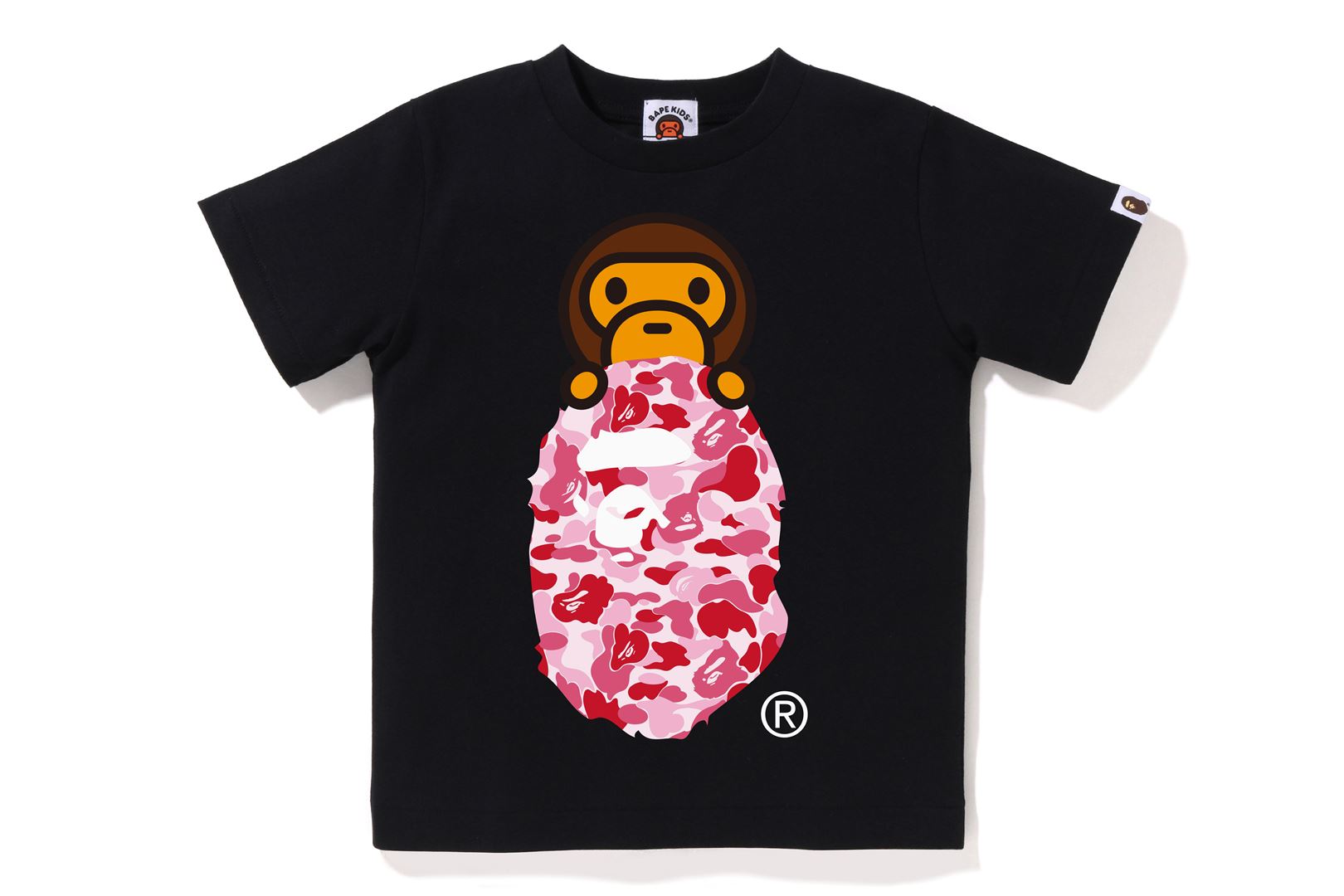 A BATHING APE® Kids Abc Camo Milo on Ape Head Tee | Bape official