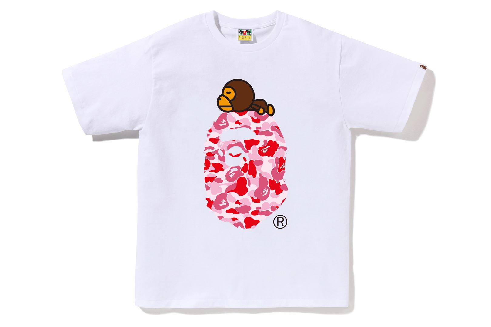 A BATHING APE ABC CAMO MILO ロンT Tシャツ ピンク A BATHING APE® Abc Camo Milo on Big Ape Tee | Bape official