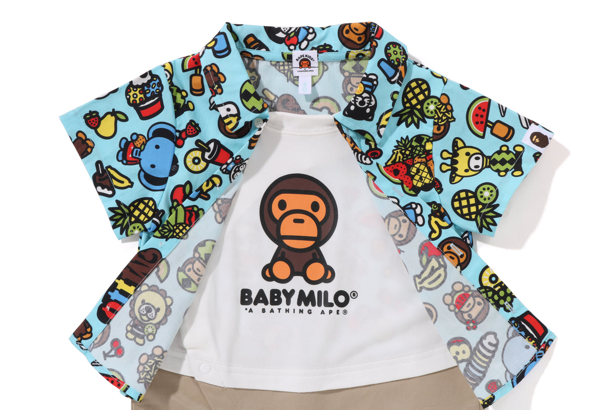 BABY MILO MIXED FRUIT SHIRT LAYERED ROMPERS