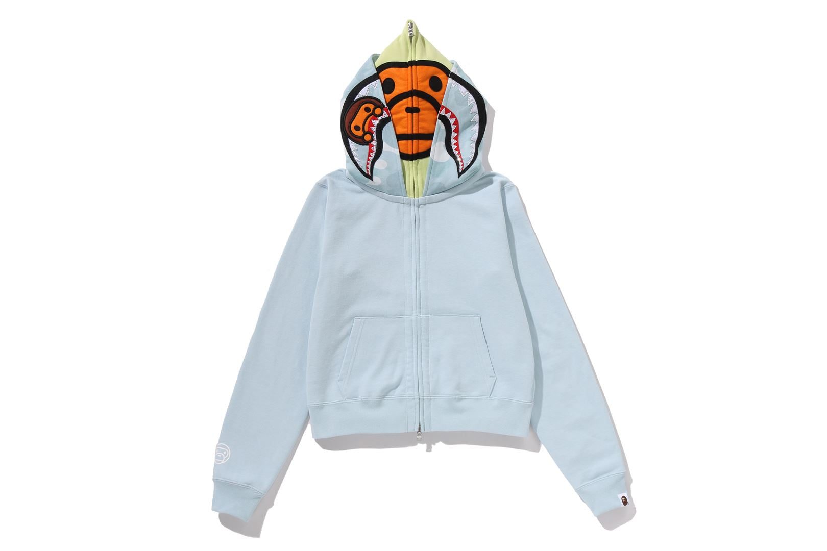A BATHING APE® Milo Shark Cropped Full Zip Double Hoodie | Bape