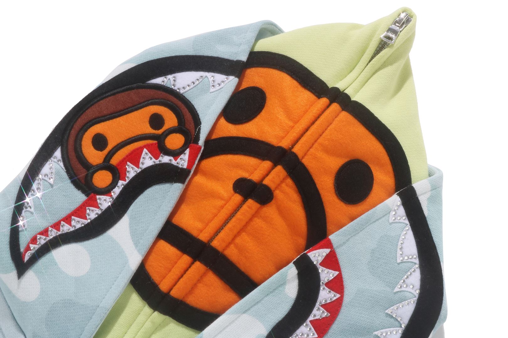 A BATHING APE® Milo Shark Cropped Full Zip Double Hoodie | Bape
