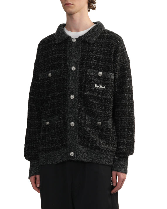 BAPE BLACK TWEED CARDIGAN