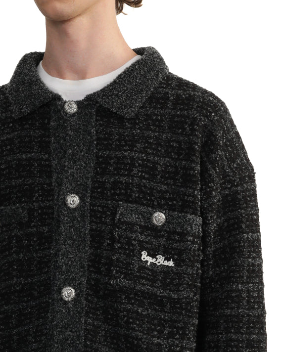 BAPE BLACK TWEED CARDIGAN