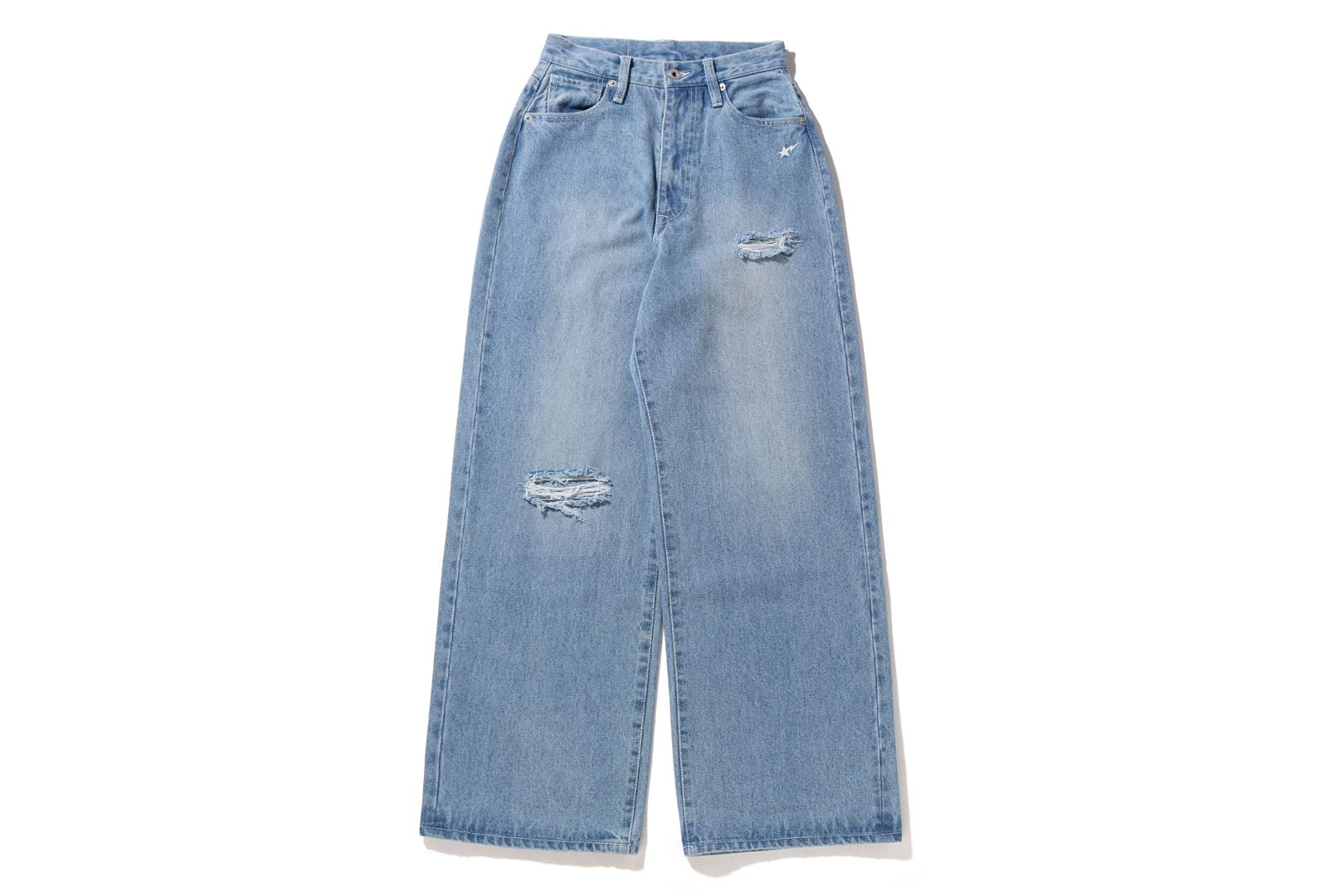 DAMAGED HIGHWAIST WIDE DENIM PANTS – uk.bape.com