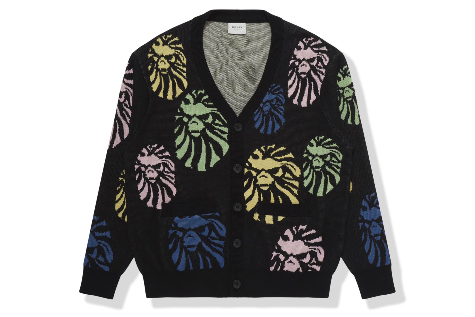 BAPE BLACK ZIPPED CARDIGAN BAPE BLACK APE HEAD CARDIGAN