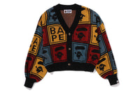 APE FACE CROPPED KNIT CARDIGAN