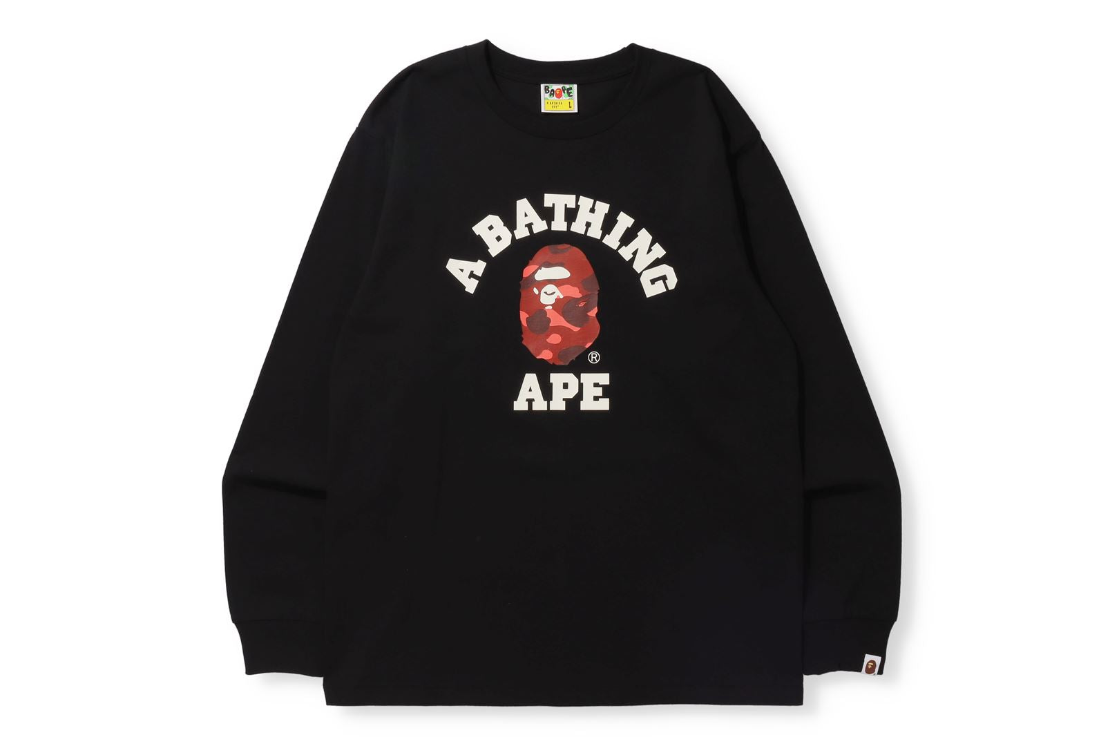 BAPE Reflective Solid Camo Ape Head Relaxed Fit Pocket L/S Tee White