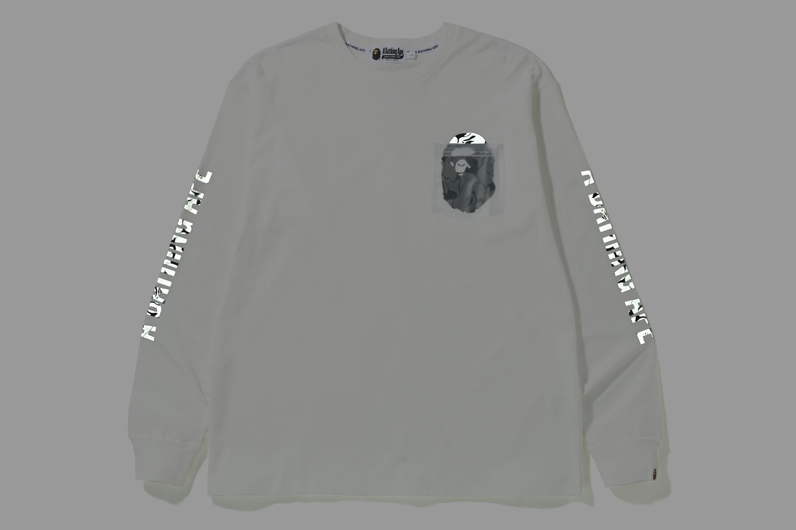 REFLECTIVE SOLID CAMO APE HEAD RELAXED FIT POCKET L/S TEE – uk