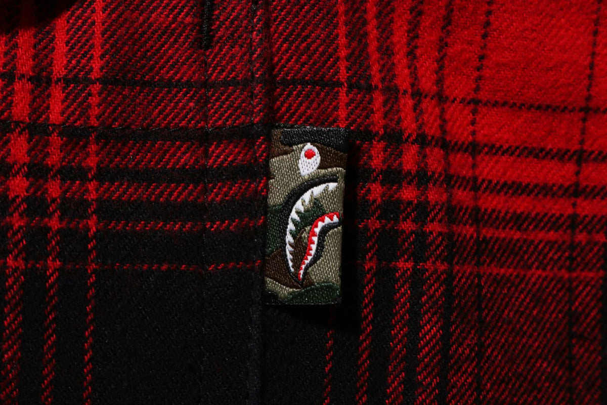 CHECK SHARK RELAXED FIT FLANNEL SHIRT