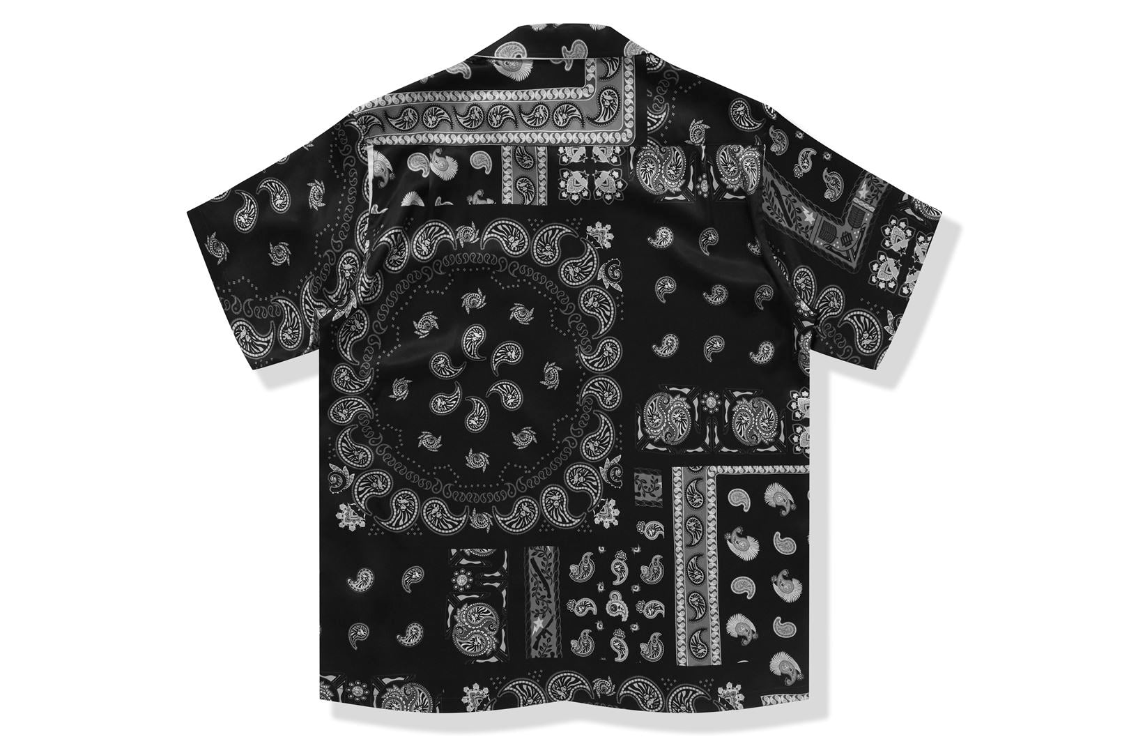 BAPE BLACK PRINTED SHORT SLEEVE SILK SHIRT