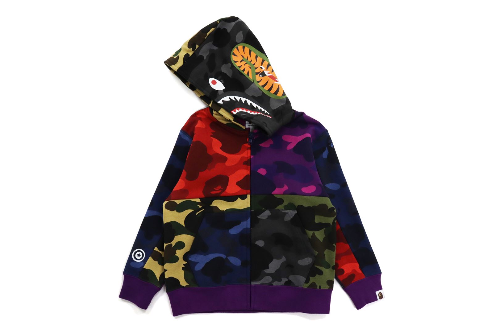 MIX CAMO CRAZY SHARK ZIP HOODIE uk.bape