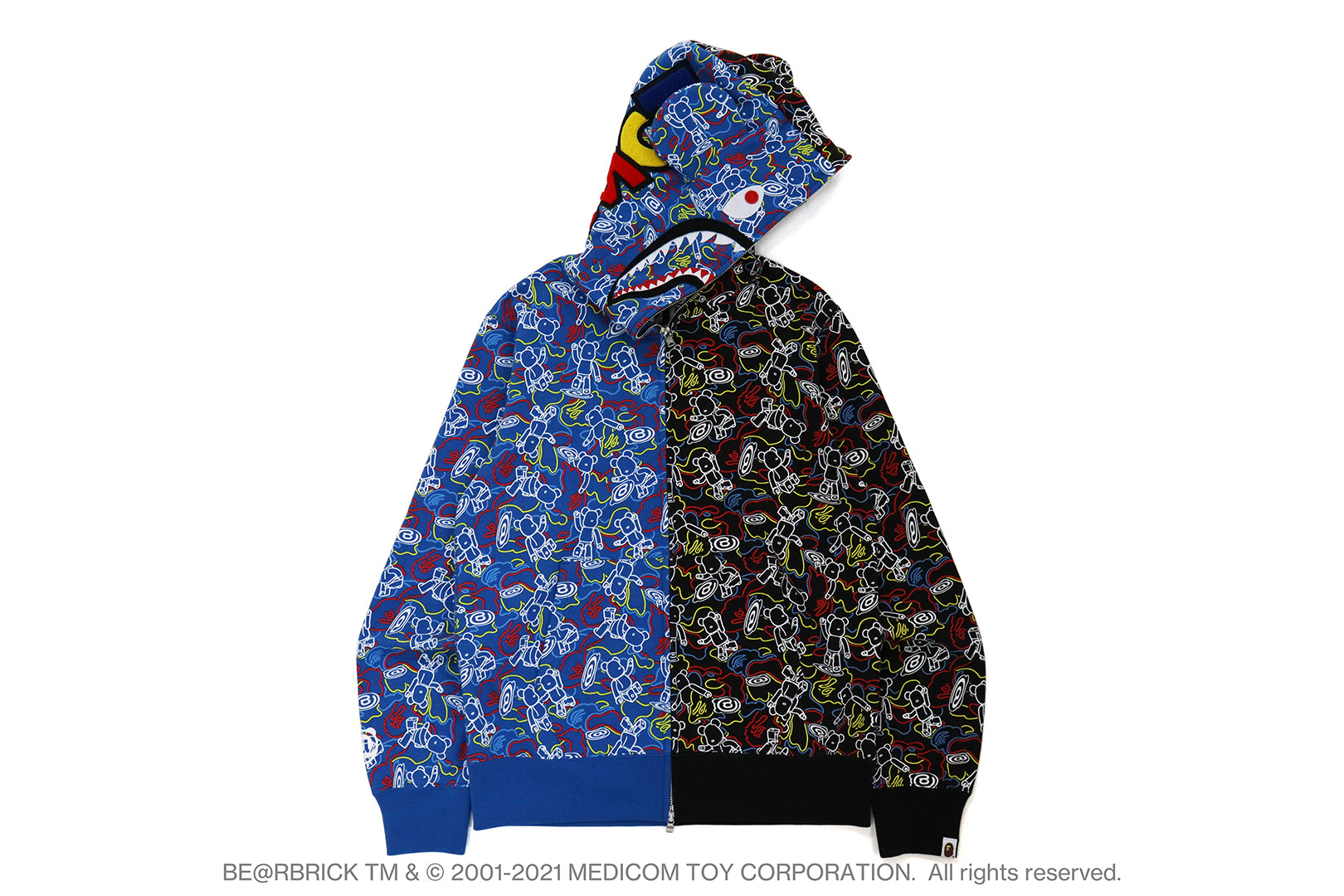 MEDICOM TOY CAMO BE@R SHARK HALF FULL ZIP HOODIE – uk.bape.com