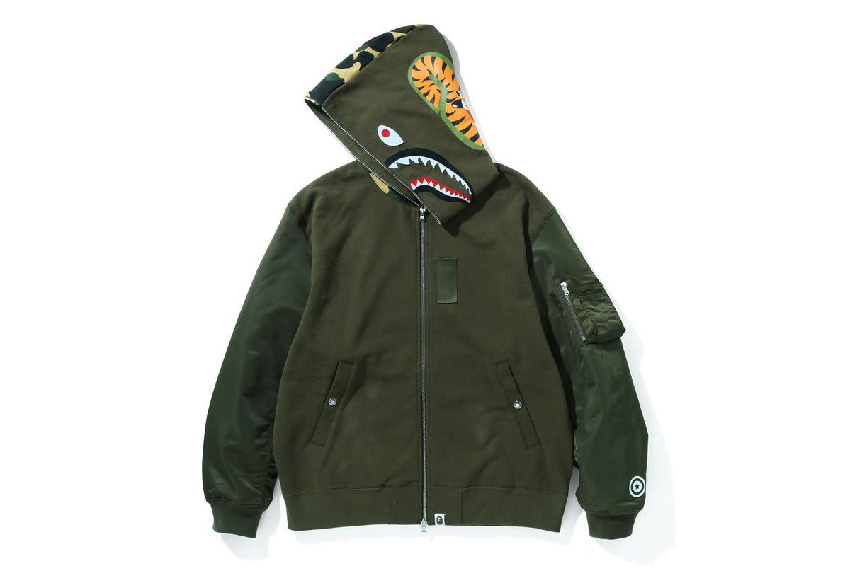 MILITARY SHARK RELAXED FIT FULL ZIP HOODIE – uk.bape.com