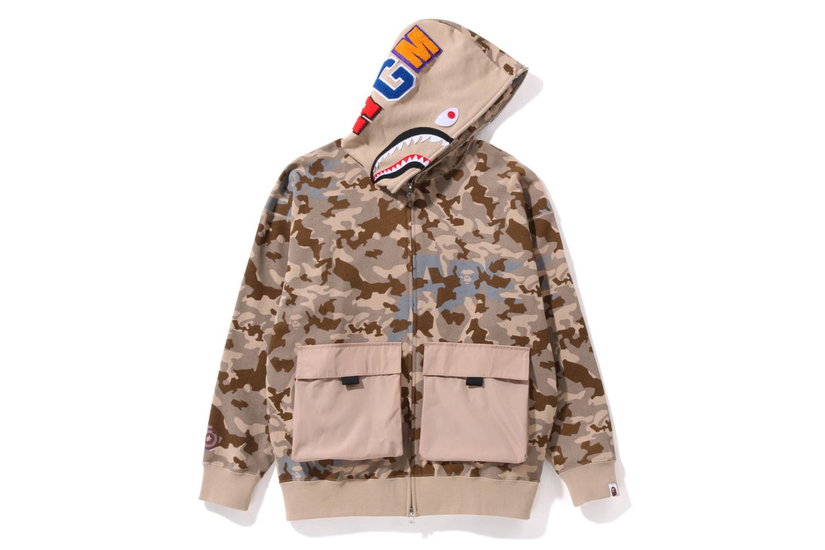 A BATHING APE® Sand Camo Big Pocket Oversized Shark Full Zip