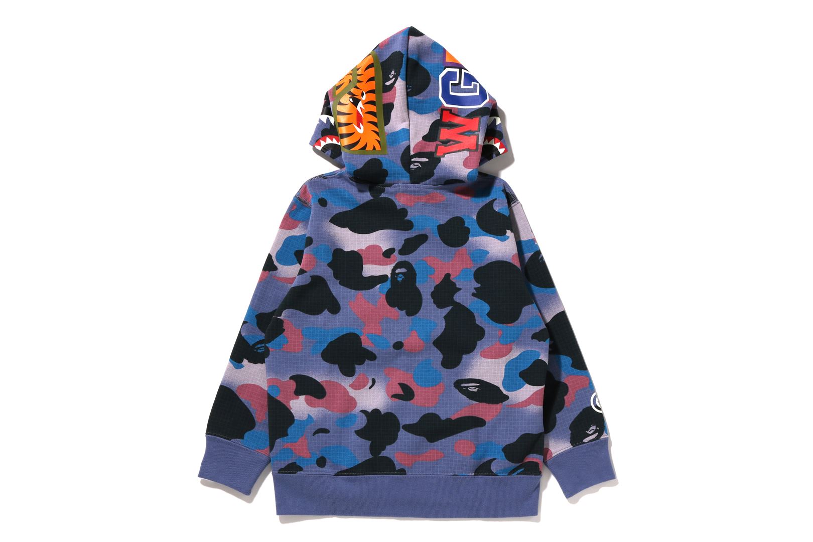 GRID CAMO SHARK GLOW IN THE DARK ZIP HOODIE uk.bape