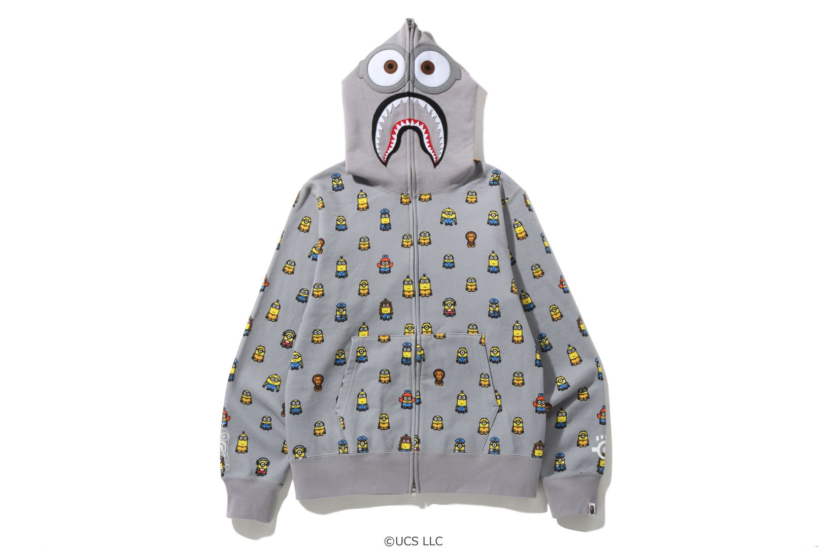 Grey bape hotsell shark hoodie