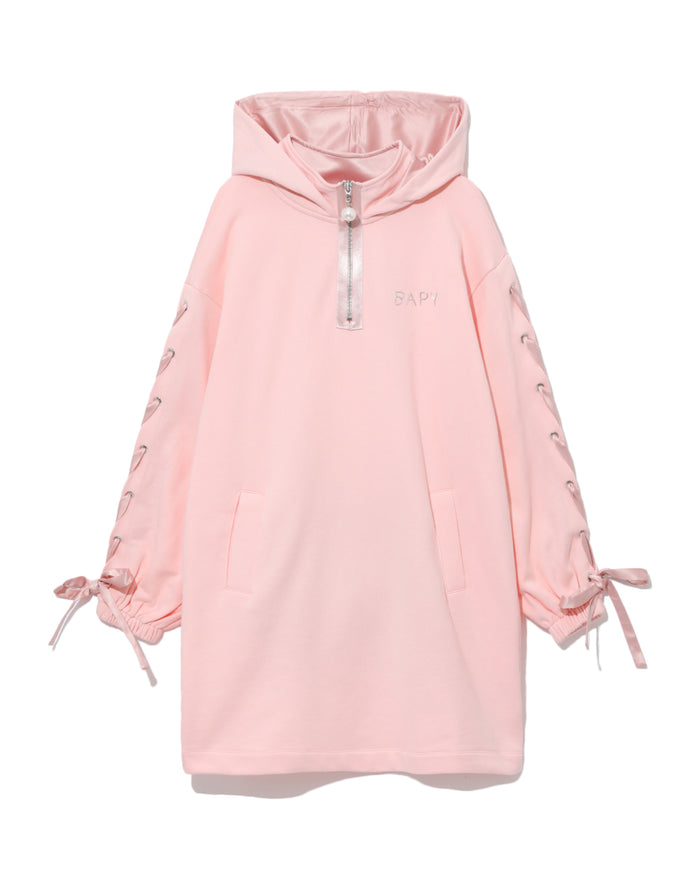 BAPY LACE-UP HOODED DRESS