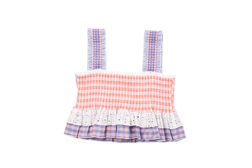 BAPY PATCHWORK CHECKED SLEEVELESS TOP