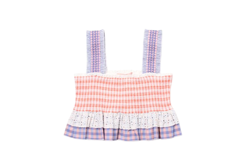 BAPY PATCHWORK CHECKED SLEEVELESS TOP